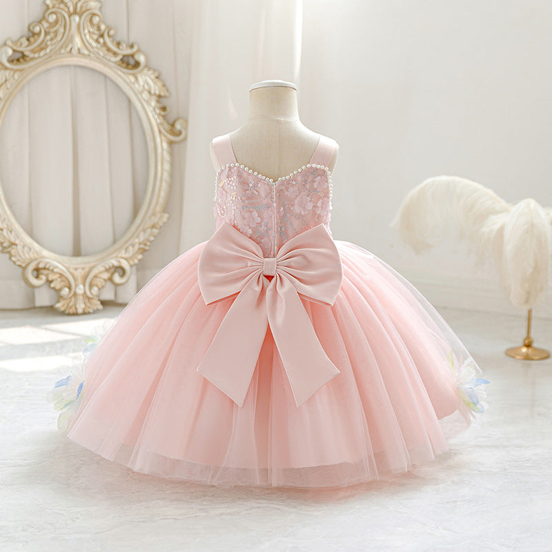 Baby birthday first birthday dress sundress summer new children's princess dress sweet style tutu dress flower girl dress