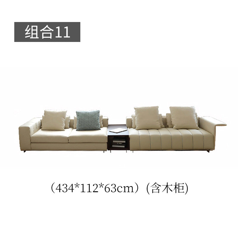 Italian minimalist piano key genuine leather sofa modern casual large apartment house living room combination napa cowhide sofa