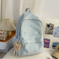 Schoolbag girl casualeasiest for match backpack college student heart embroiderpure color tuition bag travel backpack