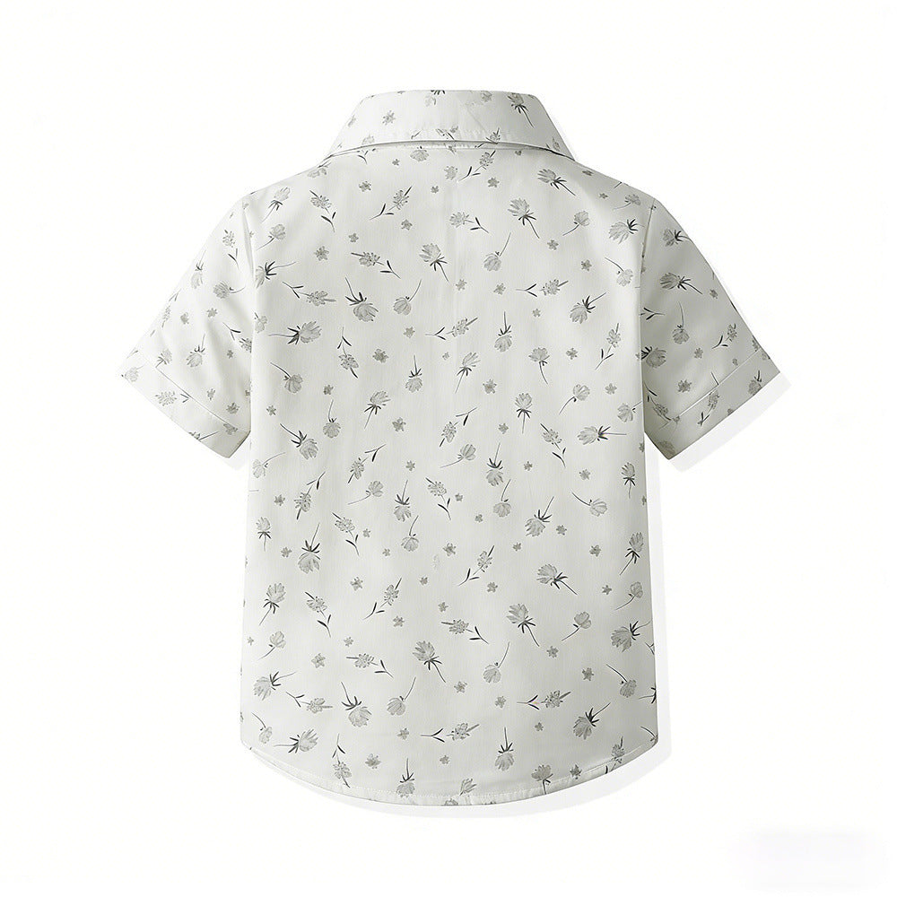 Children's spring new arrival cross-border korean style kids' set printed short-sleeve shirt boys' outfit baby's first birthday dress