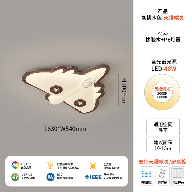 Walnut ceiling light cream antique children's room light creative modeling intelligent lighting warm bedroom light
