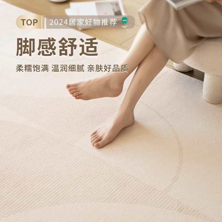 Carpet living room  new bedroom bedside sofa floor mat no-wash, wipeable, no-maintenance, light luxury, high-end cream style