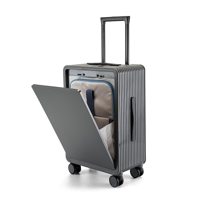 Small business mini lightweight small suitcase travel pc front open cover universal wheel silent 20 inch suitcase