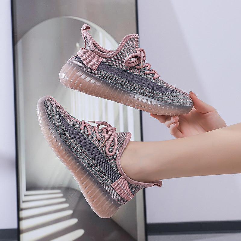 2025 new flyknit mesh women's shoes - summer breathable casual sneakers, versatile dad shoes, trendy athletic shoes