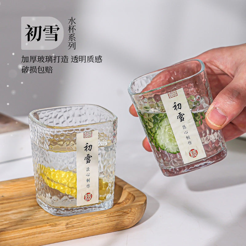 First snow cup hammered glass small tea cup modern casualthickened glass cup heat resistant tea cup wholesale glass water cup