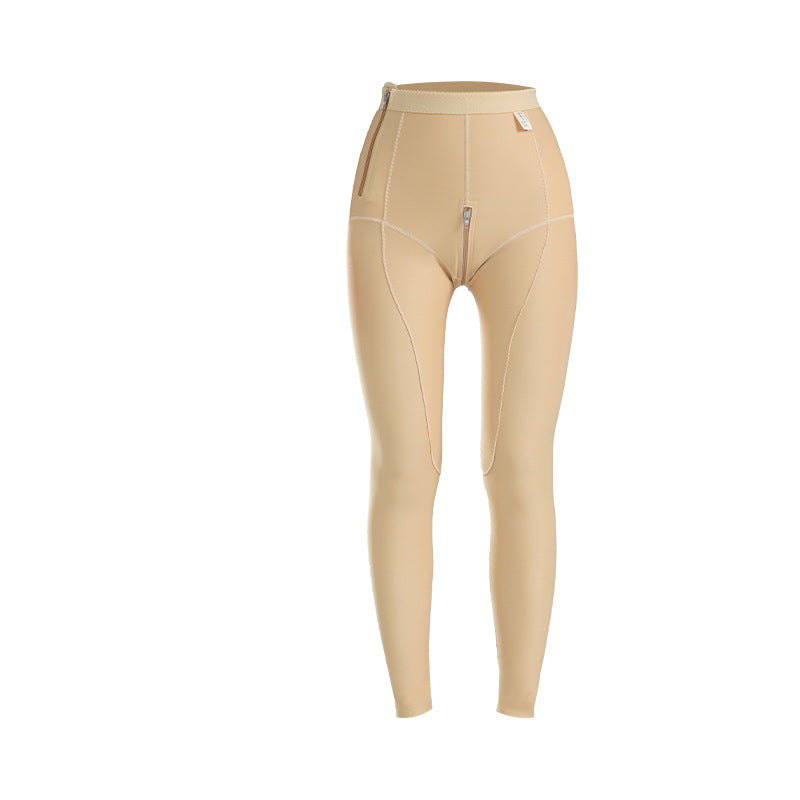 Post-thigh liposuction shaping pants, first-stage waist and leg zipper, high waist, hip lift, elastic sleeve, body shaping pants, hip-covering and abdominal tightening