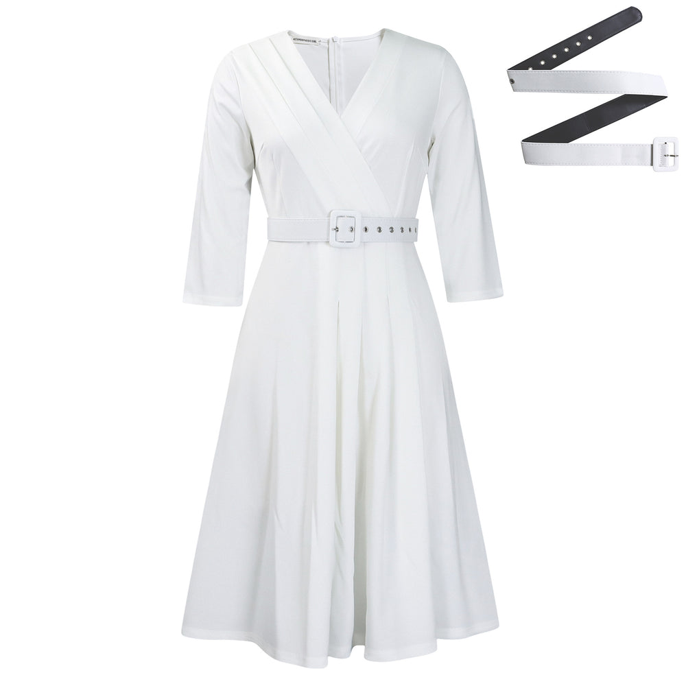 D507  foreign trade women's new v-neck fashionable elegant pleated stretch elegant african dress