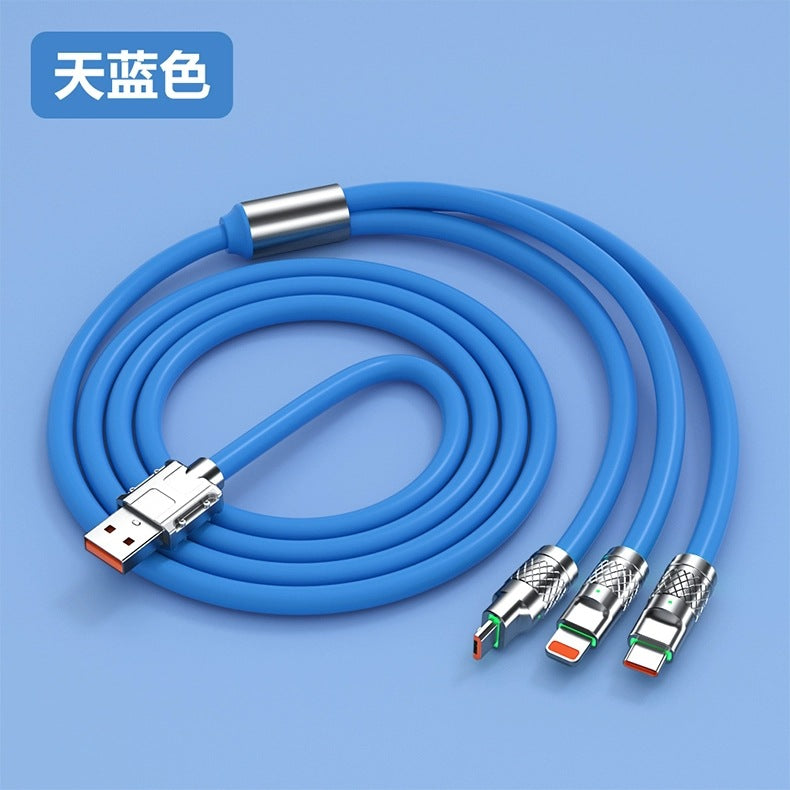100w braided 3-in-1 fast charging cable - compatible with android, apple, huawei, and xiaomi phones