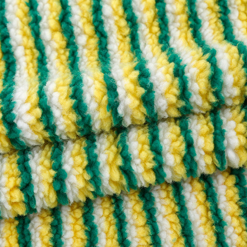 Lamb wool horizontal jacquard fabric, autumn and winter coat, pajamas, bags, toys, throw pillows, striped granular flannel fabric