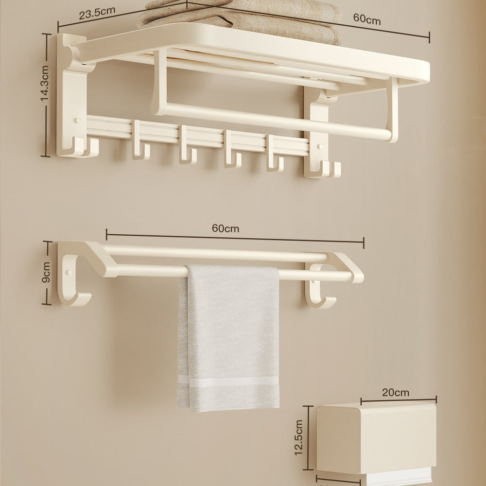 Cream style towel rack, punch-free bathroom towel rack, bathroom pendant five-piece set, bathroom toilet