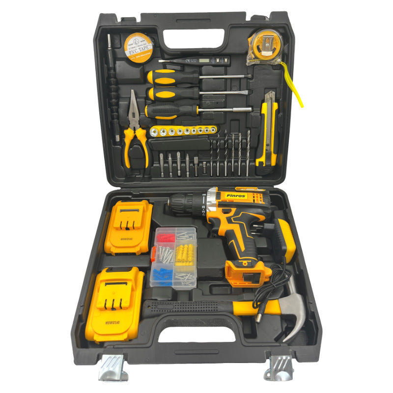 Foreign trade  DW 21V multi-functional impact two-speed lithium battery electric drill set accessories toolbox full set
