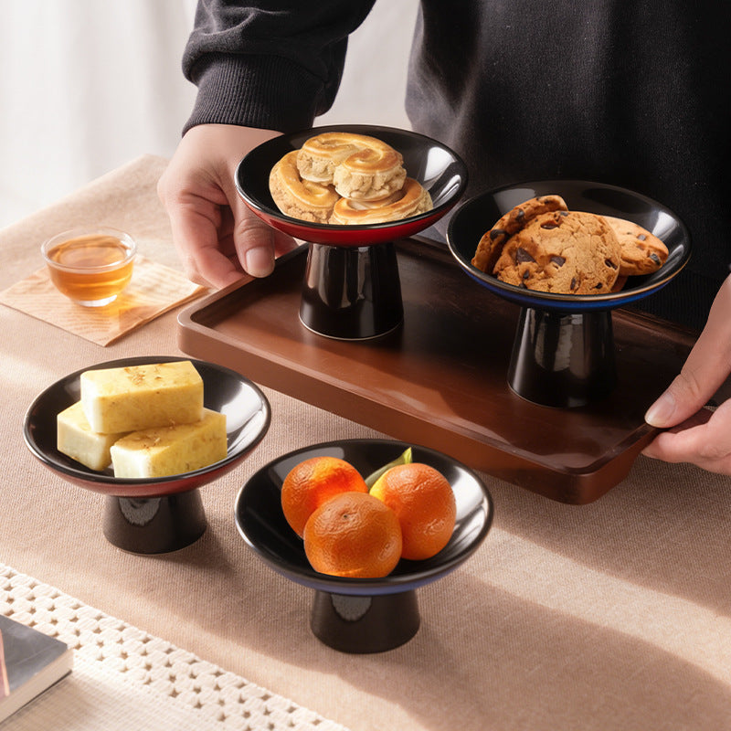 Japanese retro high-style fruit bowl - perfect for home living room, dried fruits, snacks, desserts, cakes, pastries, and candies - ceramic