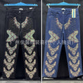 Boyfriend jeans availablenew arrivalheavy industry embroider hot diamond wide leg jeans women's straight-leg pants