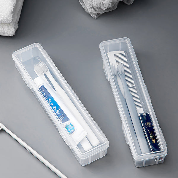 Multifunctional small storage box with lid Transparent plastic storage Toothbrush box Travel toothpaste Electric toothbrush storage box