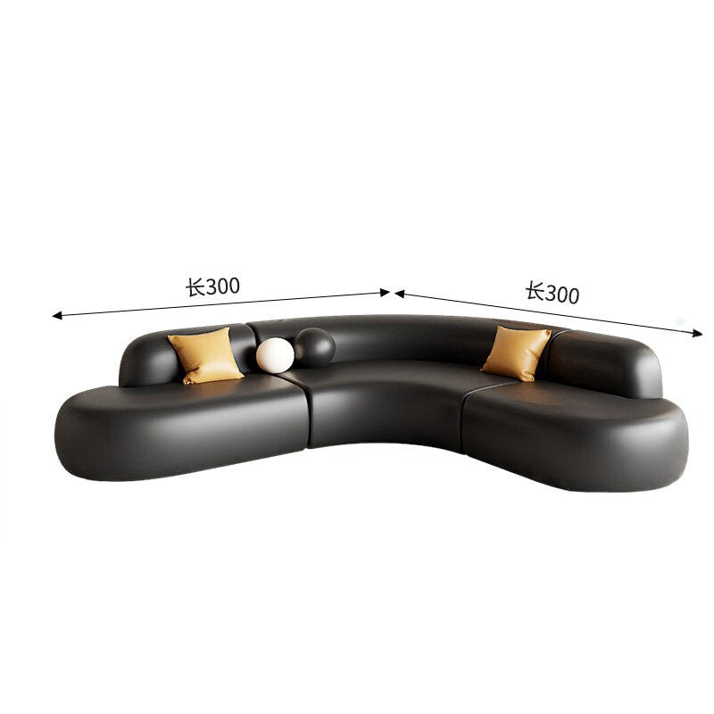 Modern minimalist corner leather sofa set - ideal for home lounges, hotel lobbies, beauty salons, and multi-person meetings