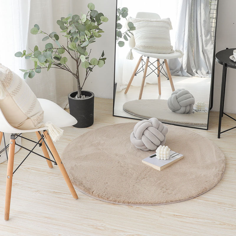 Imitation rabbit fur round carpet cat feeling floor mat hanging basket bedroom white ins bedside living room stuffed round mat
