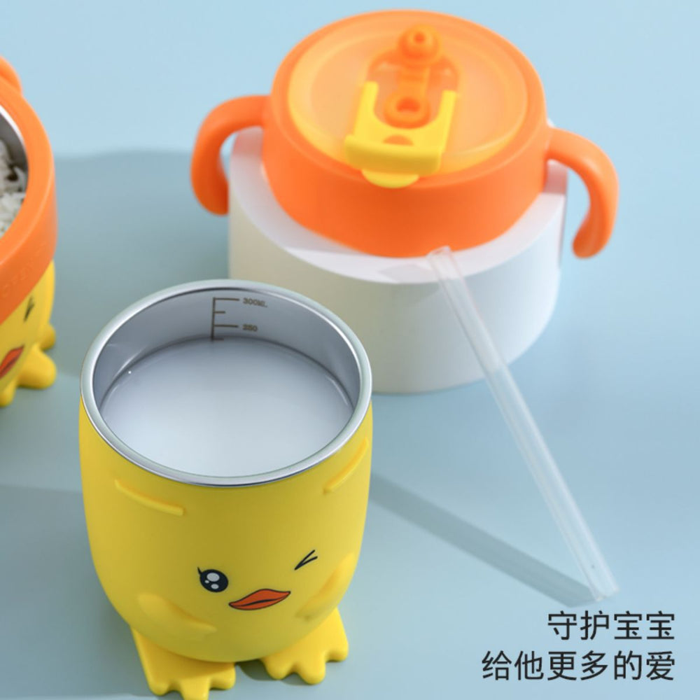 Baby food bowl, insulated water bowl, drop-proof, anti-scald stainless steel cup, special bowl for eating, with suction cup tableware