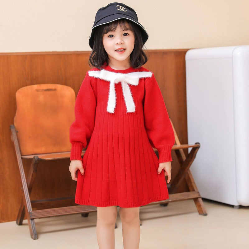 Girls' knitted sweater dress - spring/autumn new arrival - fresh & sweet princess style