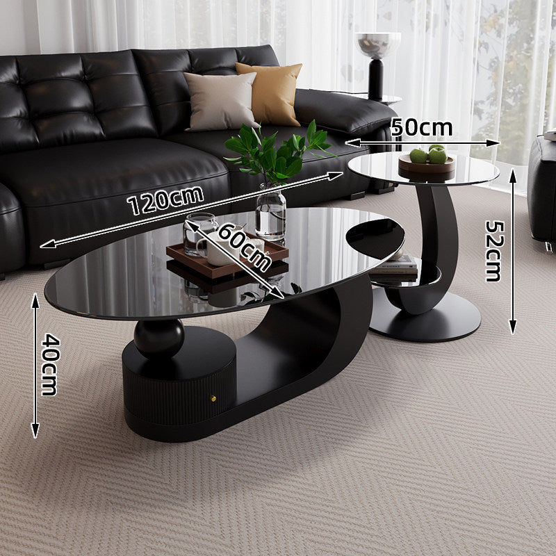 Italian style home light luxury oval tempered glass combination coffee table, high-end living room new modern minimalist coffee table