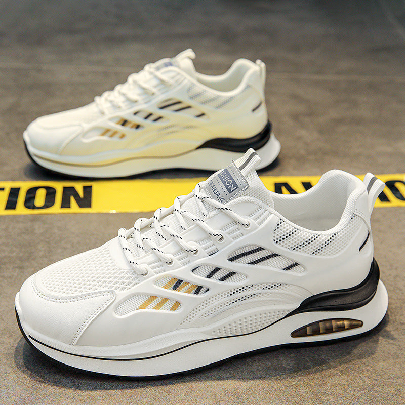 Men's winter breathable 2025 new youth sports shoes mesh running casual white chunky sole dad shoes trendy sneakers