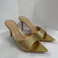 Summer women's stunning rhinestone stiletto heel mules - perfect with dresses, pointed-toe single strap high heels, sexy and comfortable for all-day wear