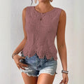 French-style heavy crochet floral camisole - women's summer chic, slimming, sexy outerwear top - elegant style