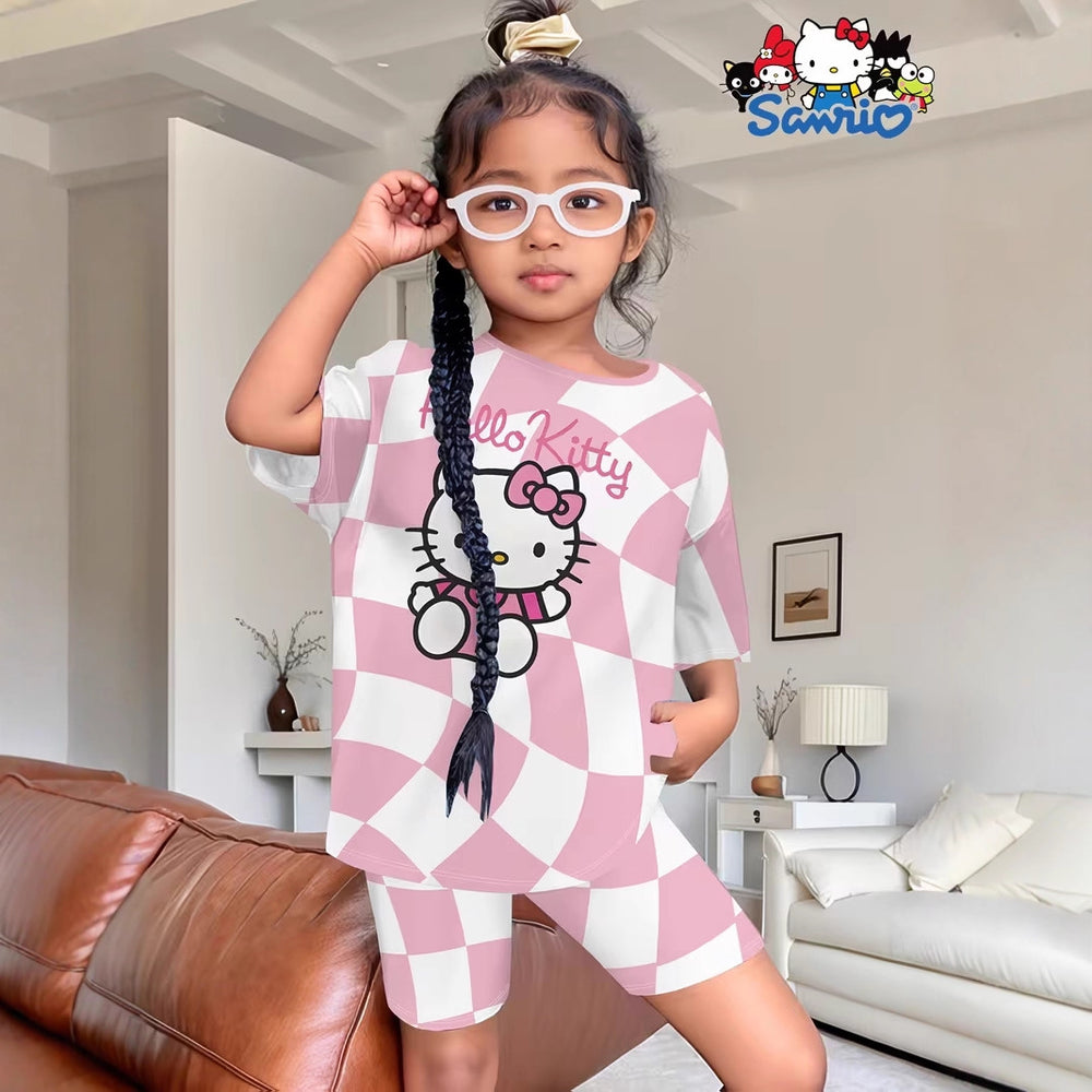 wholesale girls' short-sleeve and shorts sets, fashionable spring, summer, and autumn outfits for girls