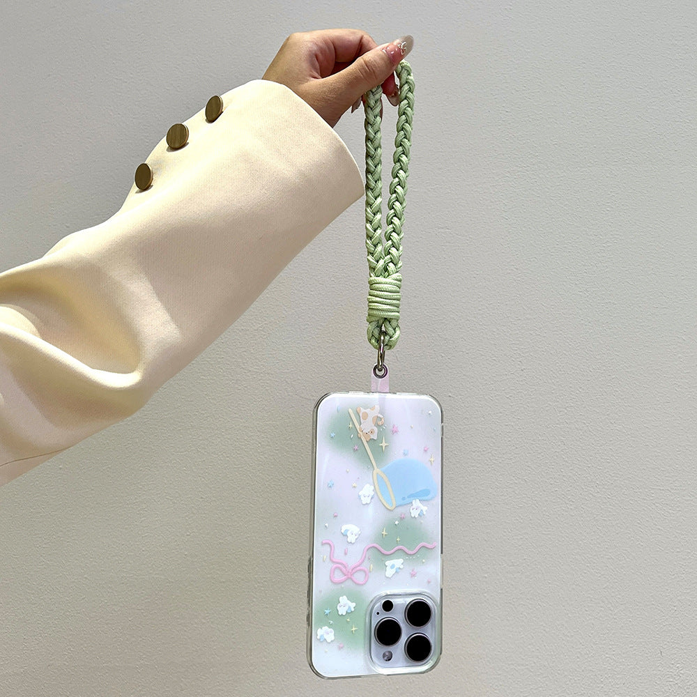 Suitable for apple 16promax love glitter imd soft girl mobile phone case iphone15 lace chain protective cover