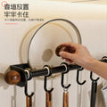 No punching rack hook shovel wall storage spoon hanging rod walnut storage rack spatula kitchen wall rack