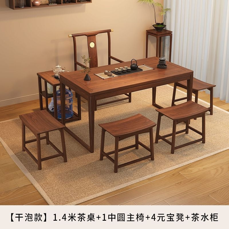 For homesmall apartment balcony solid wood tea table dry tea table all-in-one a complete set of casual modern tea table and chair combination