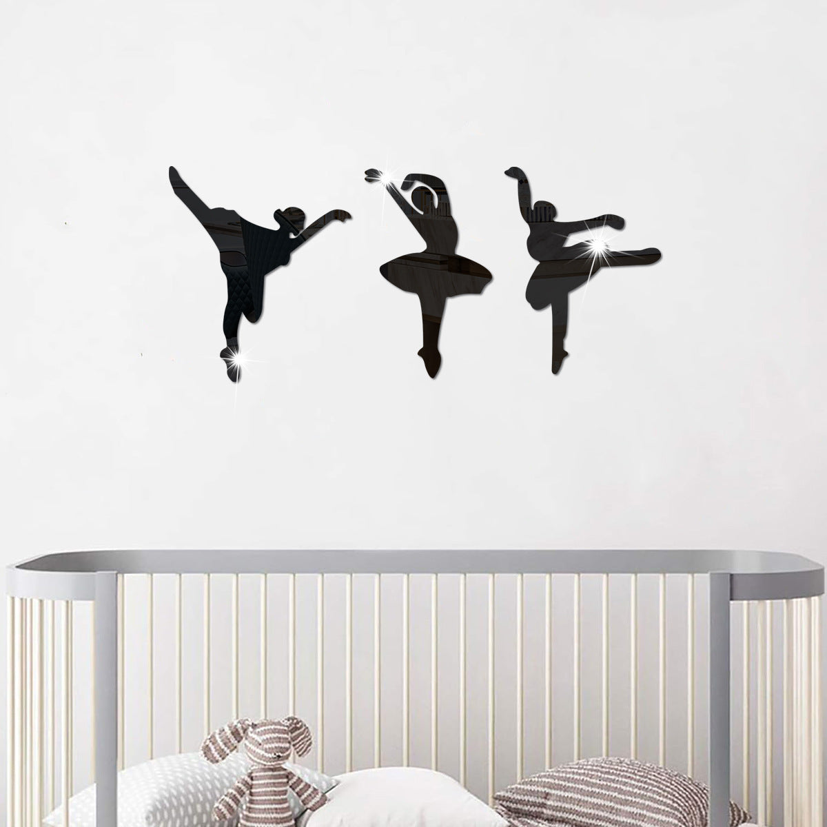 Ballet girl   mirror three-dimensional 1mm acrylic wall sticker dance classroom room decoration sticker