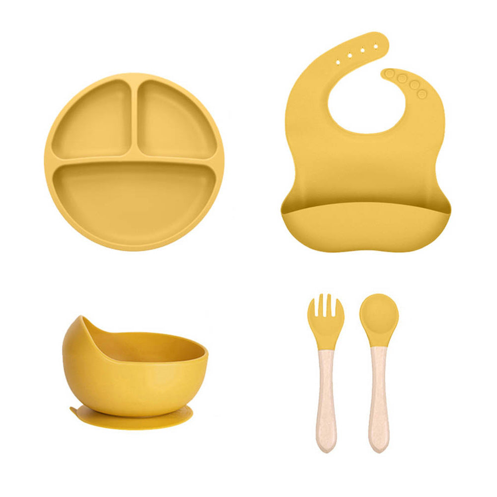 Cross-border children's silicone plate set Baby complementary food grid plate Love plate Maternal and infant feeding tableware set