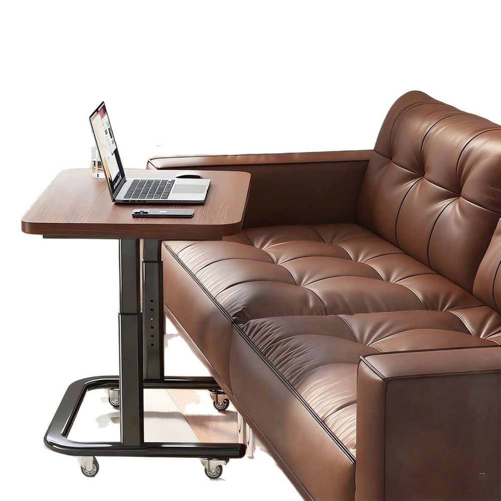 Adjustable height study desk - bedside, sofa, and dorm room mobile laptop table with wheels - foldable computer desk