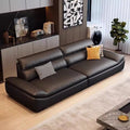 Italian normcore black sailboat genuine leather sofa modern casual living room lazy sofa accessible luxury house straight row sofa