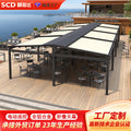 Outdoor restaurant electric folding awning, gable-style sun shelter, aluminum alloy canopy, electric awning, pergola