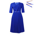 Q117  plus size women's clothing  summer new fashion solid color elegant v-neck pleated african dress
