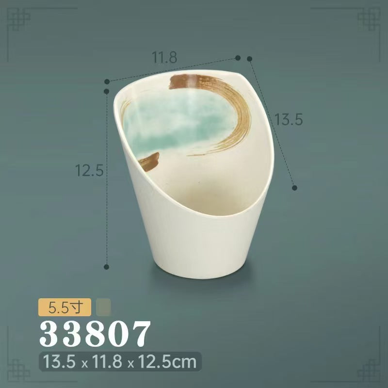 Melamine hot pot side dish plate beef plate imitation porcelain sushi plate korean style barbecue dish plate palace style hotel bowl and dish suit