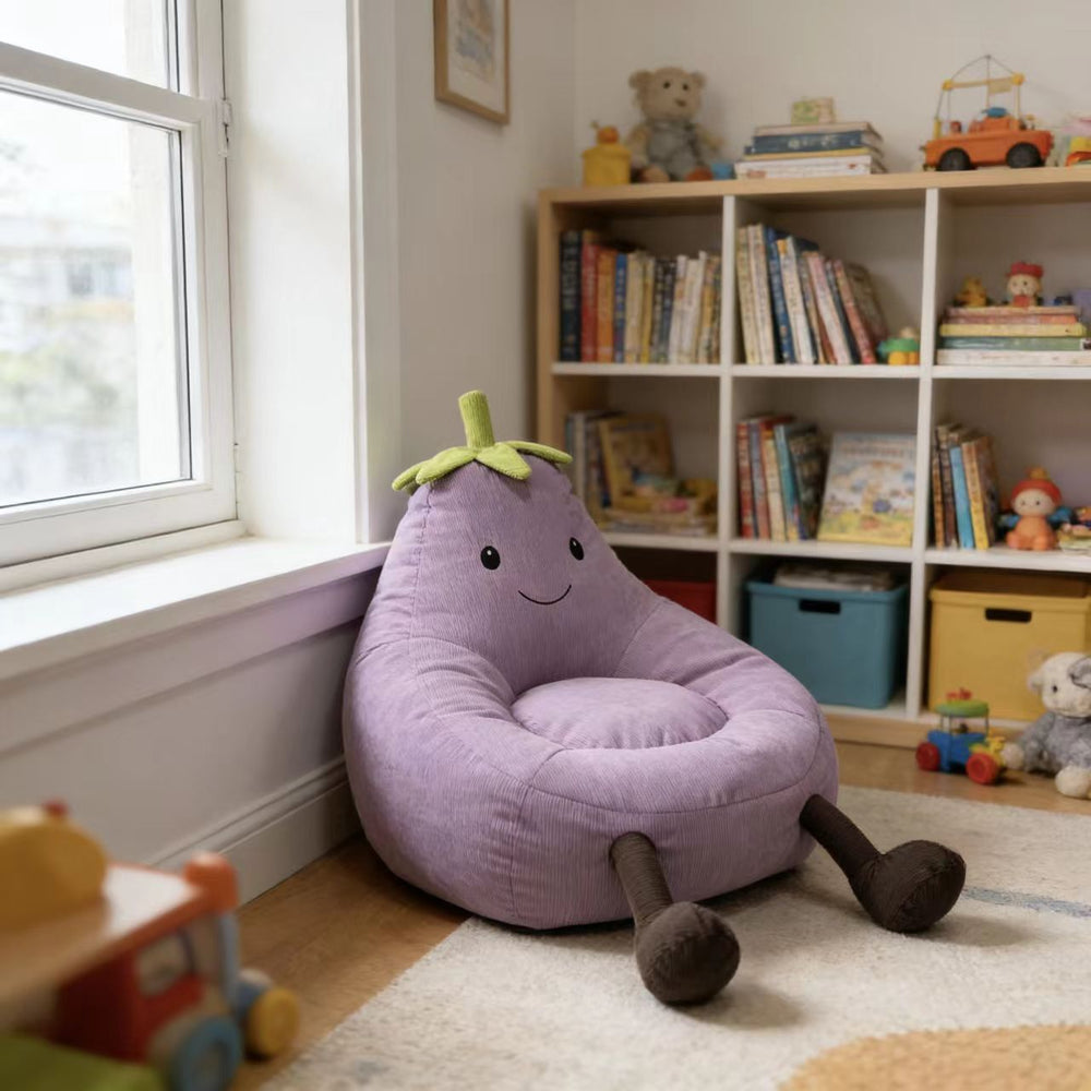 Lazy sofa creative cartoon cute eggplant sofa chair for home small sofa living room plaid seat manufacturer wholesale