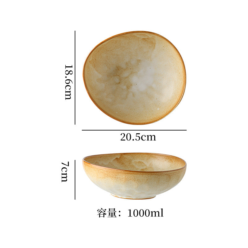 Japanese retro stoneware ceramic tableware restaurant hotel business dessert bowl soup bowl pasta bowl good-looking kiln bowl