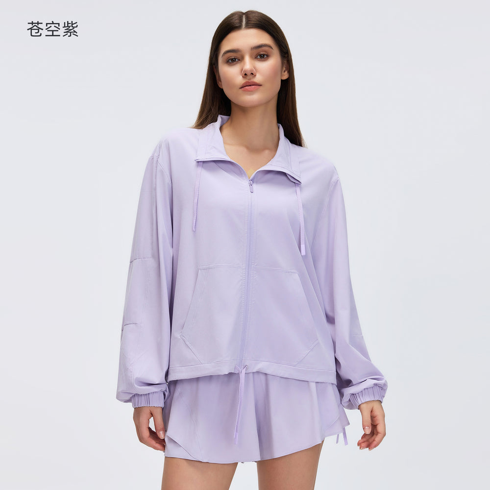 Spring new arrival: women's stand collar activewear top - relaxed fit, versatile long sleeve, perfect for sports and fitness (style d26005)