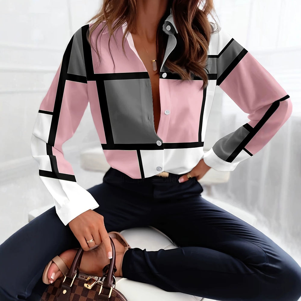 wholesale women's long-sleeved shirts, trendy all-season shirts with popular cross-border print designs, dropshipping available