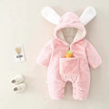Newborn baby girl autumn/winter fleece-lined cute romper - warm, cozy, and trendy for lounging and outings
