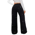 Fashion jeans women's cross-border star hot diamond high waist wide leg mop pants hot girl street style black sparkling diamond