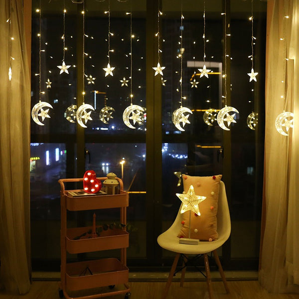 New LED Star Moonside Decoration Curtain Light ins Atmosphere Gypsy Star Pendant Christmas Star Decoration Creative Light
