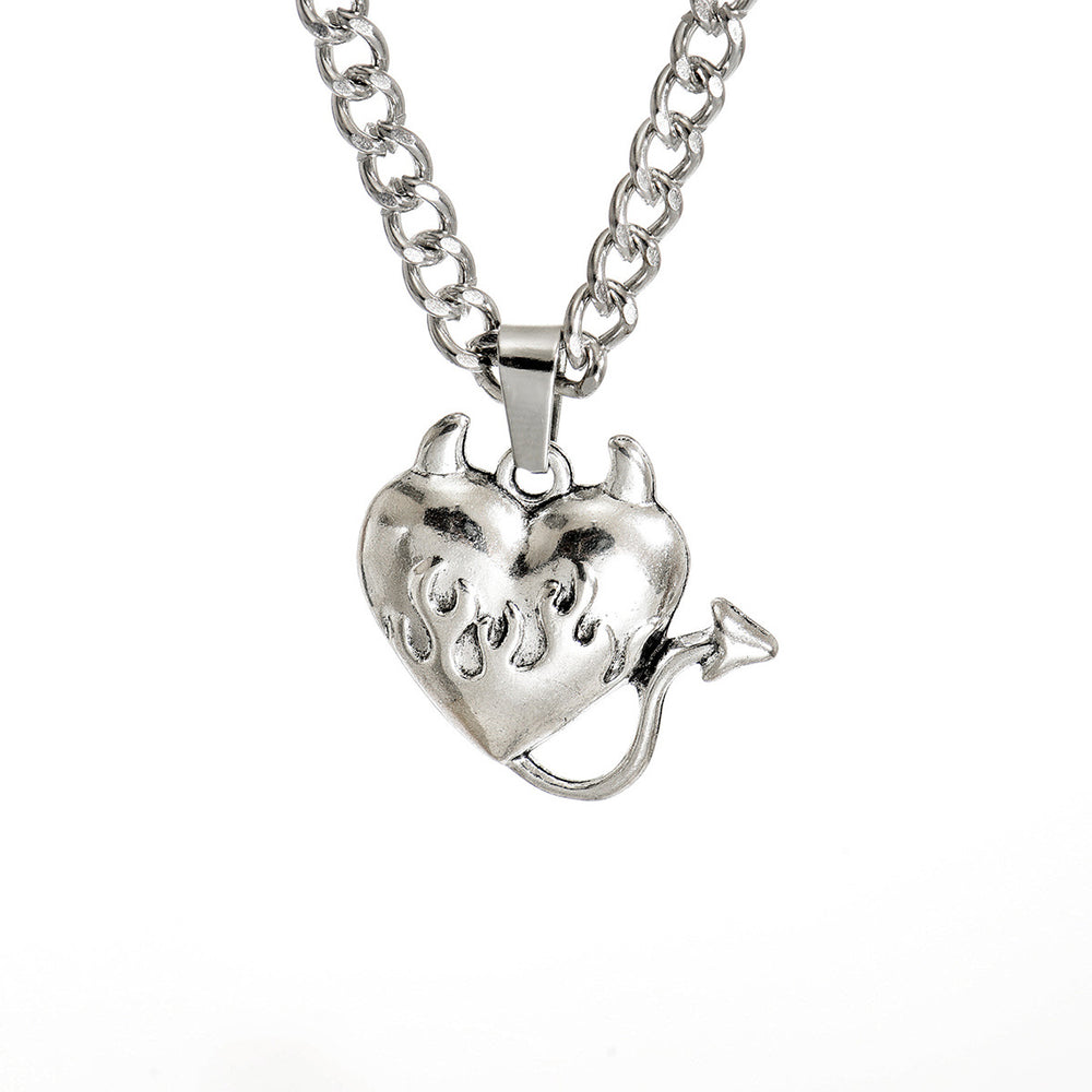 Wholesale retro punk cross necklace - european & american cross-border dark aesthetic skull heart pendant - halloween accessories for women