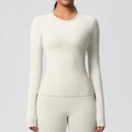 New arrival in stock cross-border double-sided brushed solid color longline training sports long sleeve t-shirt running fitness yoga top for women