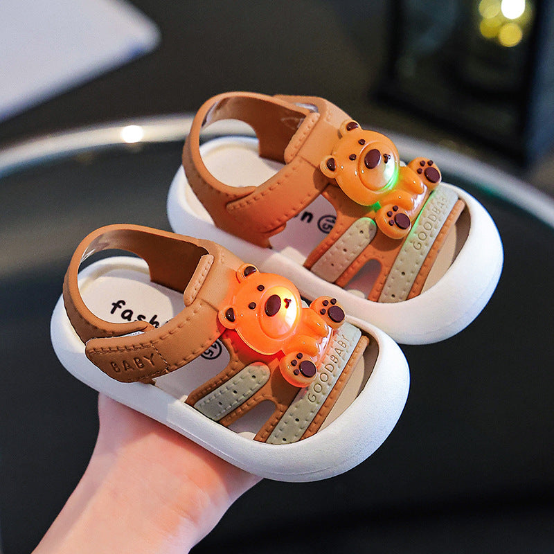 Baby boys' sandals summer light-up girls' anti-slip soft sole potty training toddler infant sandals 0-1-2-3 years