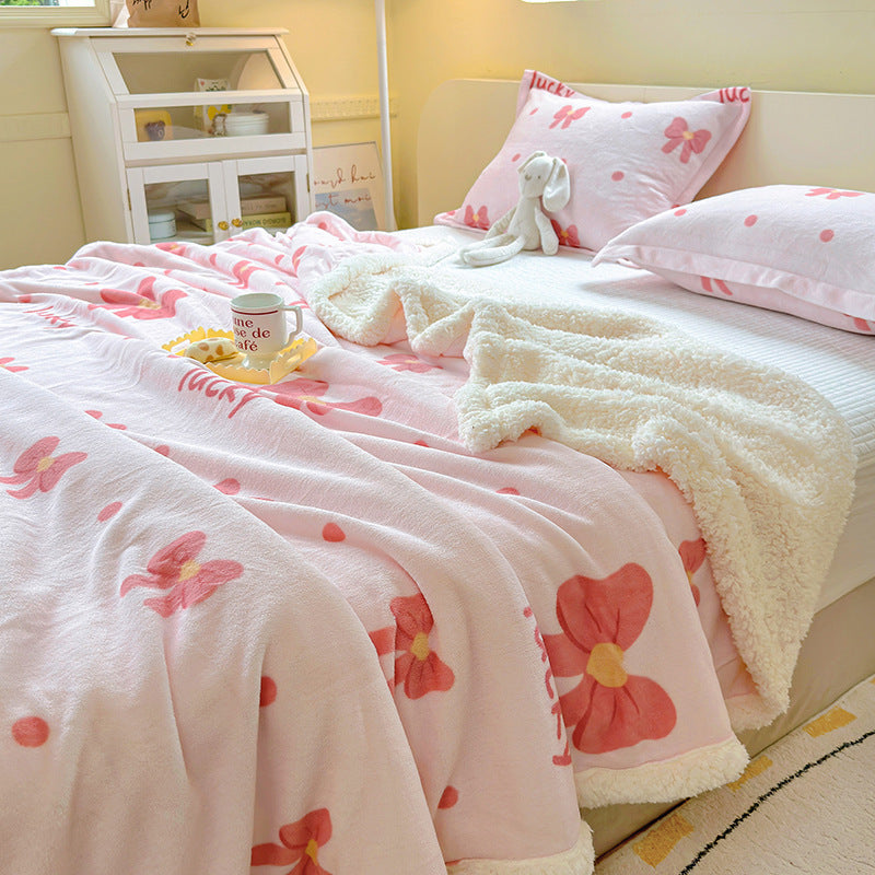 Winter Flannel Blanket Thickened Warm Lamb Fleece Blanket Office Nap Coral Fleece Blanket Milk Fleece Blanket