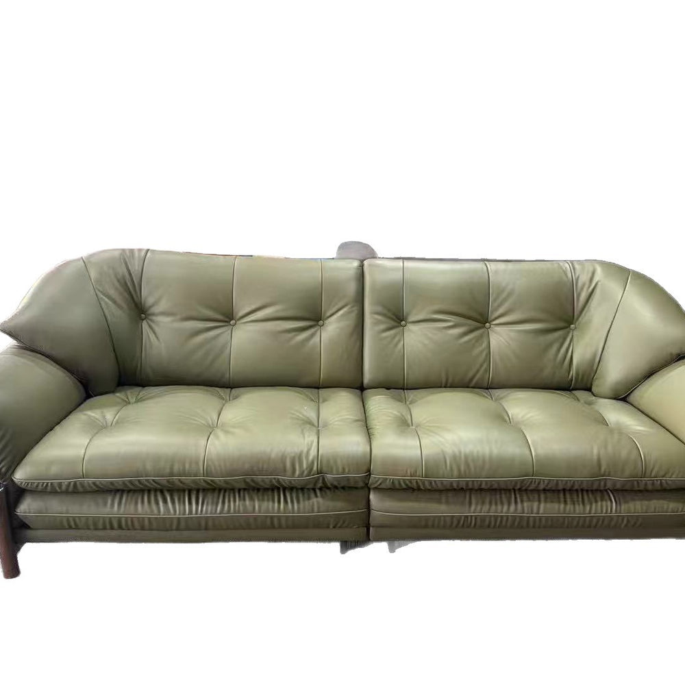 Oil wax leather sofa living room for homecasualchinoiserie italian normcore small apartment straight row sofa first layer cowhide cream