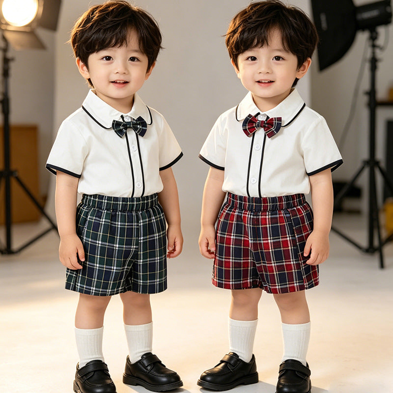 Kindergarten summer uniforms - british academy style children's school uniform set - elementary school class uniforms - summer graduation photo outfit